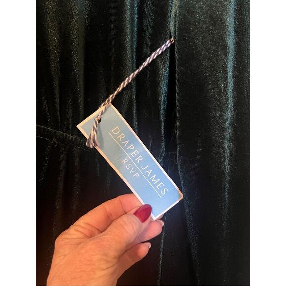 Draper James XXL Long Sleeve Belted Velved Dress Dark Green Winter Evening Date - Picture 10 of 13